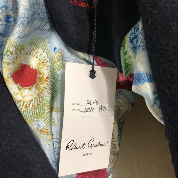 Robert Graham Navy Wool Pea Coat M - Picture 6 of 12